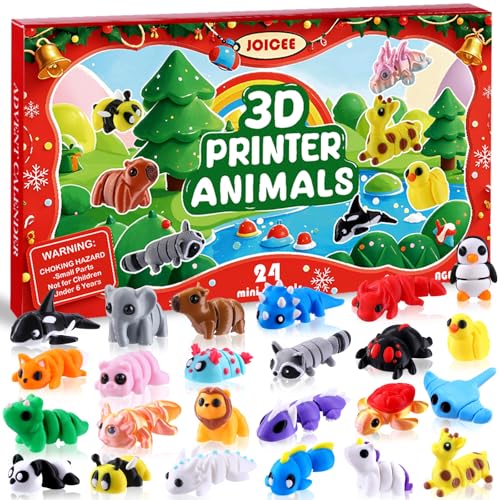 JOICEE 2026 Christmas Advent Calendar with 3D Printed Animals Fidget Toys
