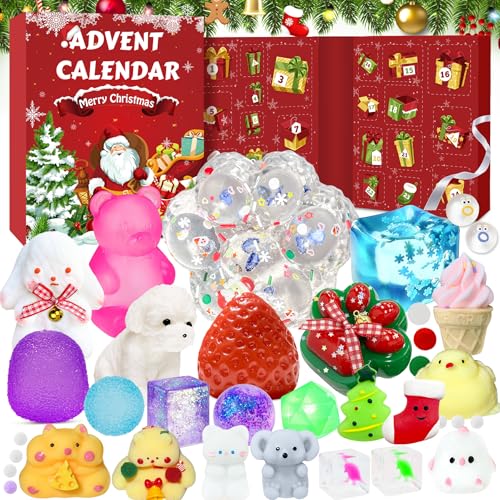 Squishy Advent Calendar 2026, Fidget Christmas Countdown Calendar, 24 Days of Surprises Squishy Toys Box, Xmas Toys for Sock Stuffing & Christmas Gift