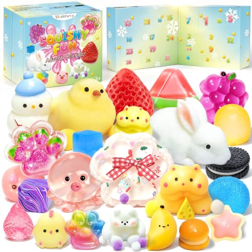 Squishy Advent Calendar 2026 Christmas 24 Pcs Cute Squishies Toys for Kids